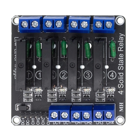 Module de relais à 4 canaux 5V DC, à semi-conducteurs, bas niveau SSR AVR DSP 2A 240V H52 ► Photo 1/1