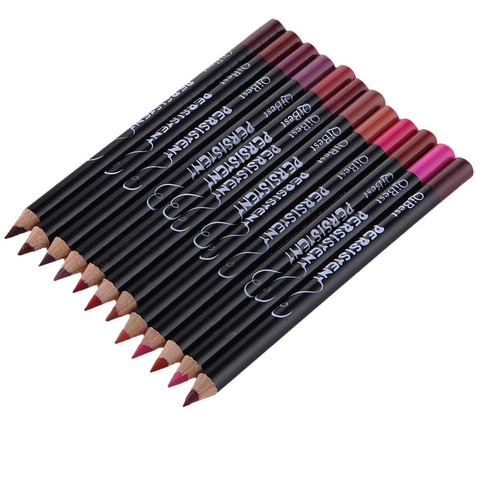 12 pcs Professionnel Multi-fonctionnelle Lipliner Crayon À Long Imperméable Durable À Lèvres Eye Brow Cosmétique Maquillage Coloré Crayon À Lèvres Stylos ► Photo 1/6