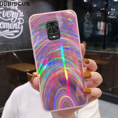 Étui Laser Bling paillettes miroir arc-en-ciel pour Xiaomi Redmi Note 9 Pro 9S 8 9A 9C couverture souple NFC pour Xiaomi Mi Note 10 Lite fundas ► Photo 1/6