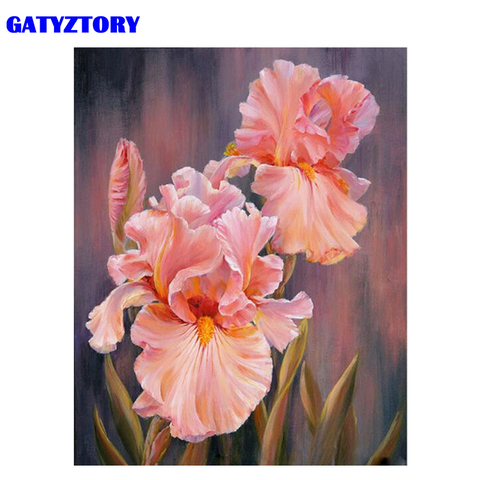 GATYZTORY-peinture à l'huile sur toile avec fleurs rouges sans cadre, peinture à la main par numéros, peinte à la main pour décoration de maison ► Photo 1/6
