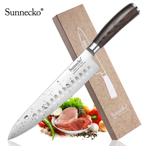 Sunnecko couteau de Chef professionnel 8.5 pouces, couteaux de cuisine Santoku, coffret cadeau, outil de cuisine allemand en acier 14116 ► Photo 1/6