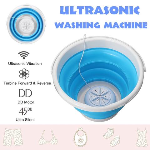 Nettoyeur ultrasonique Portable, Mini Machine à laver, Turbine pliable, Type seau, lavage de vêtements, nettoyage pour la maison et les voyages ► Photo 1/6