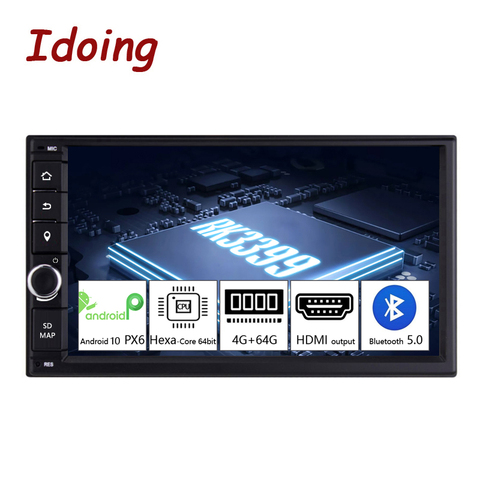 Idoing – unité principale vidéo PX6, Android 10, 7 pouces, 4 go + 64 go, 2 din, lecteur multimédia 1080P, DSP, GPS + Glonass, sans DVD, pour voiture universelle ► Photo 1/6