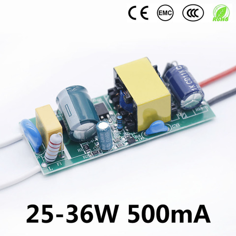 Pilote LED 500mA 25W 30W 36w, alimentation LED 600mA AC90-265V, transformateurs d'éclairage pour panneau lumineux LED et guirlandes lumineuses ► Photo 1/6