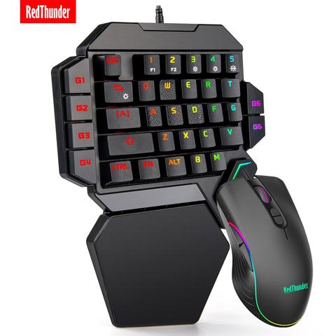 RedThunder clavier de jeu à une main RGB rétro-éclairé Portable Mini clavier de jeu contrôleur de jeu ergonomique pour PC PS4 Xbox Gamer ► Photo 1/6