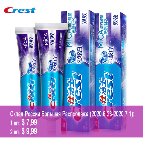 Crest MICA-dentifrice à Double effet, 120g, pâte dentifrice blanchissante, avec portée, longue durée, saveur de menthe ► Photo 1/6