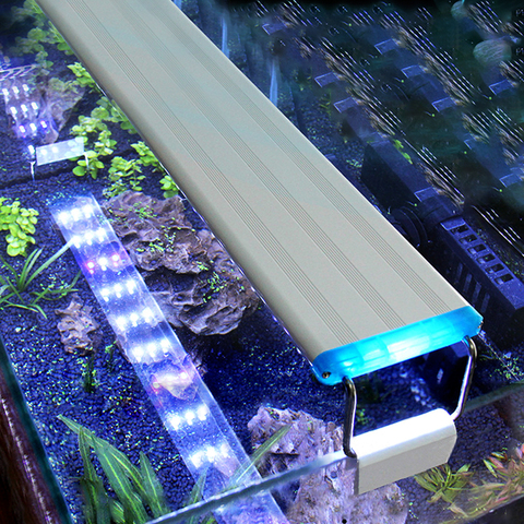 Lampe à Clip ultra mince pour Aquarium, lumière LED pour Aquarium v, 220v, éclairage étanche et lumineux pour Aquarium, lampe LED bleue, 18-75cm ► Photo 1/6