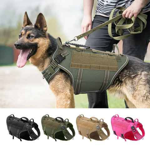 Gilet d'entraînement de chien tactique pas de traction harnais militaire réglable chien randonnée harnais gilet de travail pour chiens de taille moyenne ► Photo 1/6