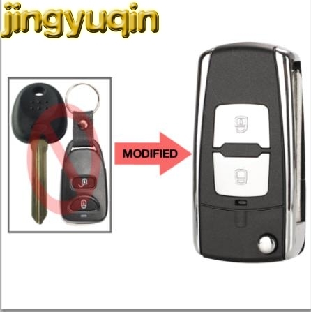 Jinyuqin – coque de clé de voiture pour Hyundai Elantra, sans support de batterie, pliable, pour alarme modifiée ► Photo 1/5