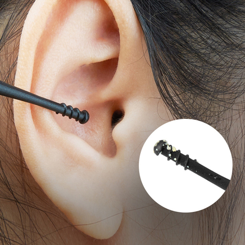 Nettoyeur d'oreille en Silicone souple à Double tête, embout en spirale pour retirer le cérumen ► Photo 1/6