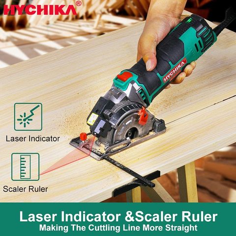 HYCHIKA 230V Mini scie circulaire 500W coupe plongeante piste coupe bois métal carrelage Cutter 3 lames scies scie électrique outil électrique ► Photo 1/6