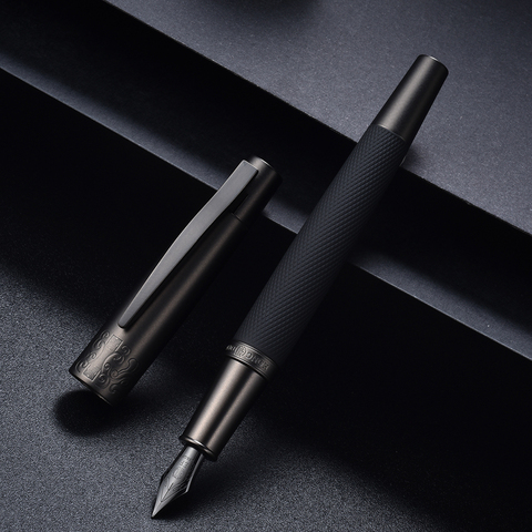 Hongdian – stylo-plume en métal noir titane, pointe arrondie, EF/F/noir, Excellent cadeau pour le bureau, 6013 ► Photo 1/6