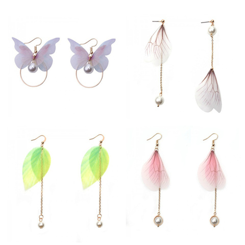 Boucles d'oreilles papillon asymétriques et exquises, en imitation de perle, ailes, bijoux pour femmes et filles, cadeau ► Photo 1/6