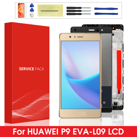 5.2 ''LCD d'origine pour Huawei P9 LCD EVA-L09 L19 L29 LCD affichage avec écran tactile numériseur assemblée remplacement avec cadre ► Photo 1/6