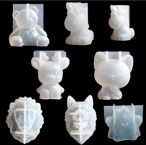 Transparent licorne Silicone résine époxy moules géométrie ours lapin moule Animal aromathérapie bougie faisant forme décoration outil ► Photo 1/6