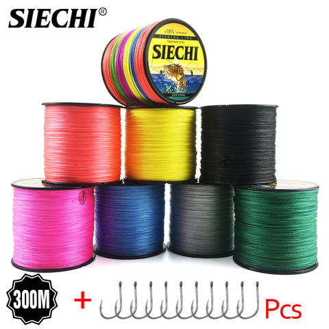 SIECHI – tresse de pêche à 4 brins, ligne Multifilament, carpe, 12 15 20 30 38 43 52 62 83lb, 300M ► Photo 1/6