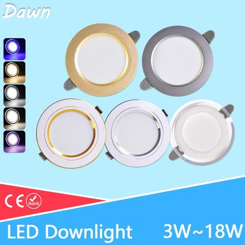 Plafonnier LED circulaire encastrable avec six couleurs, éclairage d'intérieur, 3/5/9/12/15/18W, AC 220/230/240V, nouveauté ► Photo 1/6