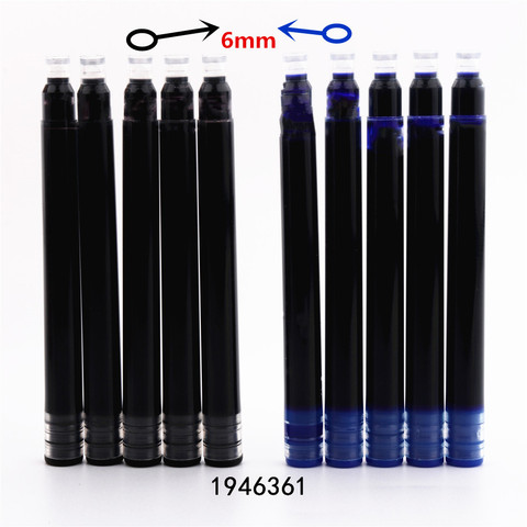 Recharges d'encre jetables, 5 pièces, haute qualité, bleu pour stylo fontaine noire ► Photo 1/6