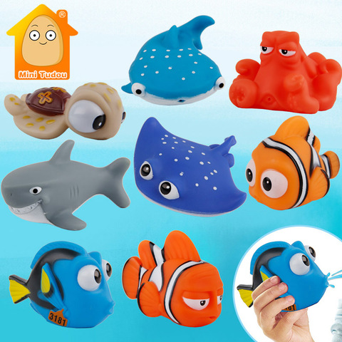 Jouets de bain souples pour bébé Nemo, Dory, en caoutchoucs, flotteurs qui pulvérisent de l'eau si on presse dessus, pour la salle de bain, figurines d'animaux pour enfants ► Photo 1/6