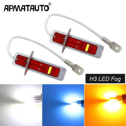 Ampoules de remplacement pour phares antibrouillard de voiture, 2 pièces, lampe DRL H3 LED 2000LM, lumière blanche cristal bleu ambre ► Photo 1/6