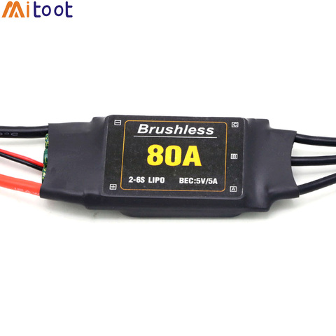 Mitoot sans brosse 80A ESC régulateur de vitesse 2-6S avec 5V 5A UBEC pour hélicoptère RC FPV quadrirotor RC avions ► Photo 1/6