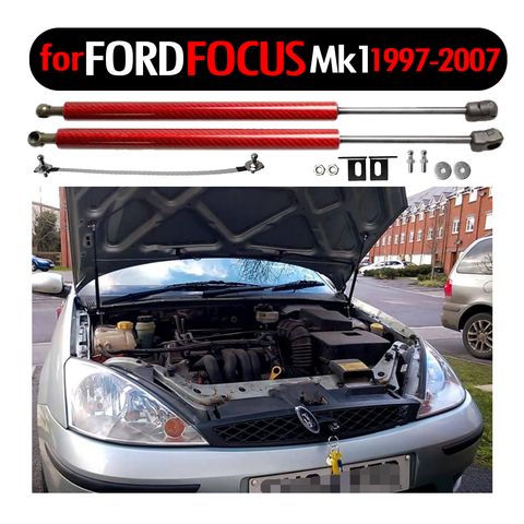 Amortisseur de choc à ressort en Fiber de carbone pour ford MK1 1997 – 2007, pare-choc de capot avant avec amortisseurs à gaz ► Photo 1/6