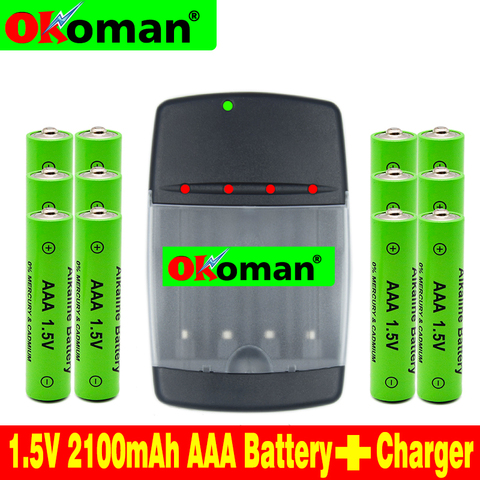 Batterie alcaline rechargeable AAA 2100mah 1.5V, pour jouets électriques, chargeur à quatre fentes ► Photo 1/6