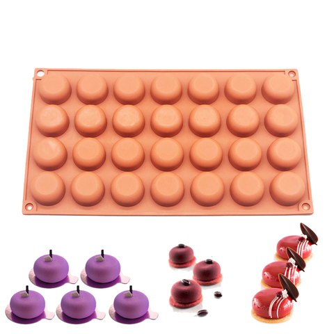 28 cavité Oblate forme ronde Silicone gâteau Mousse moule pâtisserie outils chocolat Muffin Dessert pouding moules de cuisson accessoires ► Photo 1/6