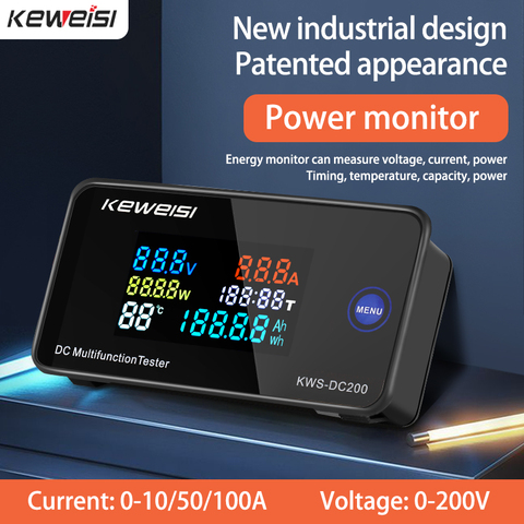 Voltmètre numérique KWS DC 0-200 compteur d'énergie cc LED wattmètre à courant alternatif compteur électrique avec fonction de réinitialisation 0-100A ► Photo 1/6