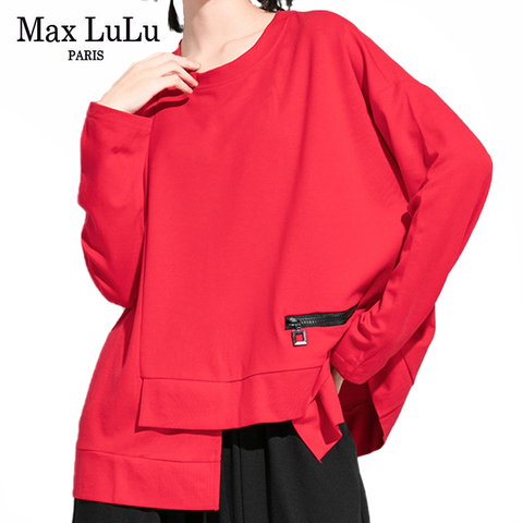 Max LuLu nouveau automne coréen hauts à la mode dames en vrac à manches longues T-shirts femmes Vintage décontracté T-shirts surdimensionné Streetwear ► Photo 1/6