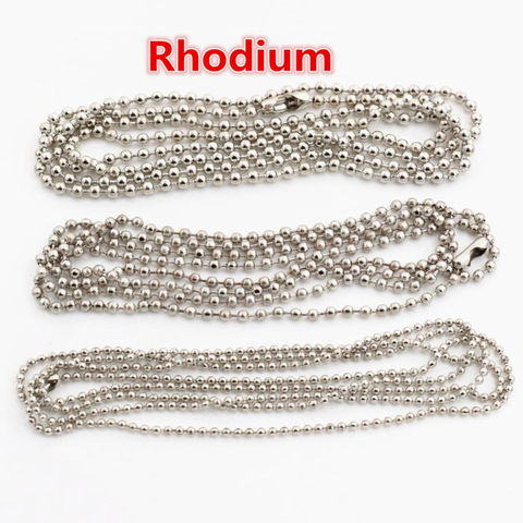 5 pièces 1.5mm 2mm 2.4mm Rhodium couleur plaqué boule perles chaîne collier perle connecteur 65cm(25.5 pouce) ► Photo 1/5