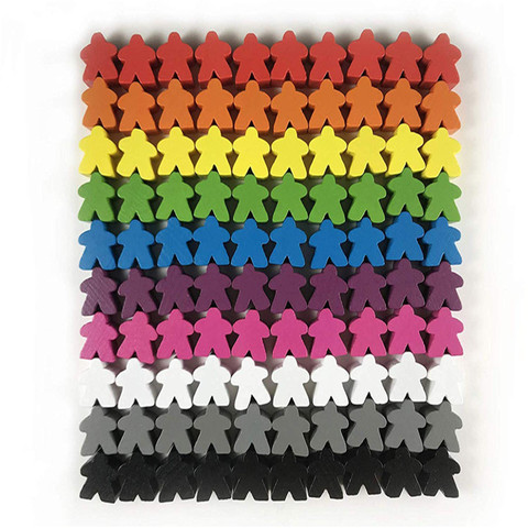 100 bois Meeples 14 couleurs 16mm supplémentaire jeu de société pions pièces remplacement composants de jeu de table et accessoires de mise à niveau ► Photo 1/4