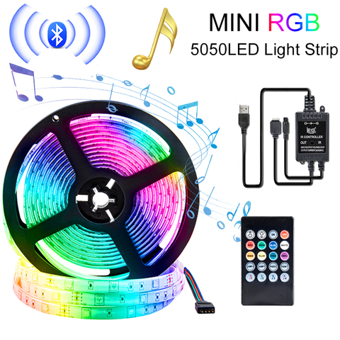 Bande lumineuse multicolore à LED 5050, Bluetooth, USB, rétroéclairage à LED, 5V, télécommande intelligente, veilleuse musicale pour la télévision à domicile ► Photo 1/6