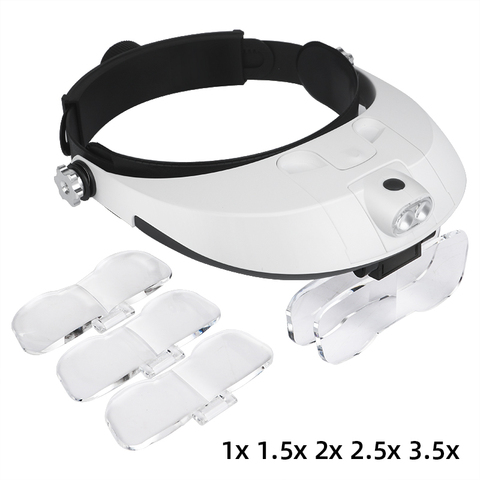 TUNGFULL loupe bandeau lunettes loupe binoculaire verre casque loupe lunettes avec outil de réparation de style de port de lumière ► Photo 1/6