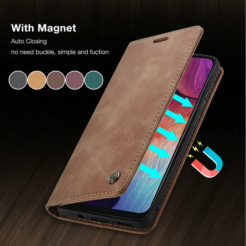 CaseMe 360 Magnétique Cas Pour Samsung Galaxy S10 Plus Rétro Magnétique Portefeuille En Cuir Cas Pour Galaxy S10 e E Galaxy s10 Flip Cas ► Photo 1/6