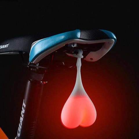 Balles de cyclisme queue Silicone lumière créatif vélo étanche nuit essentiel LED rouge avertissement lumières vélo siège arrière oeuf lampe ► Photo 1/5