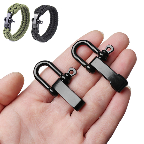 1 PC noir U ancre manille vis broche paracorde Bracelet boucle paracorde Bracelet accessoires plein air outil survie corde raccords ► Photo 1/6