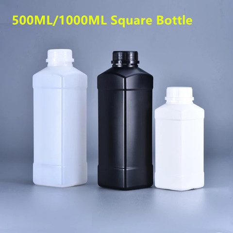 Bouteille carrée en plastique à bouche étroite, pour liquide de peinture, cosmétique, conteneur rechargeable, 500ml, 1000ml, 1 pièces ► Photo 1/5