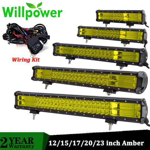 Willpower – barre de lumière Led jaune 324W, pour camion 4WD SUV ATV remorque faisceau, feux de travail ambre conduite, lampe antibrouillard, 20 22 pouces ► Photo 1/6