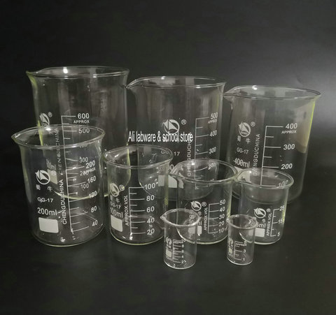 1 pièces 25ml à 2000ml Transparent verre gradué bécher laboratoire tasse à mesurer volumétrique verrerie chimie expérience outil ► Photo 1/6