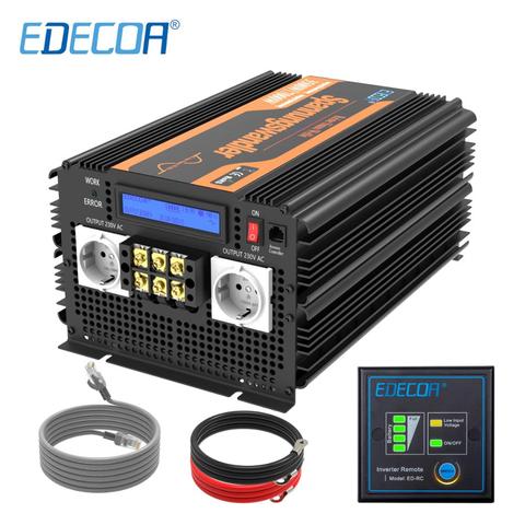 EDECOA 3500W 7000W onduleur cc 12V 24V AC 220V 230V 240V pur onde sinusoïdale télécommande LCD affichage transformateur de tension ► Photo 1/6