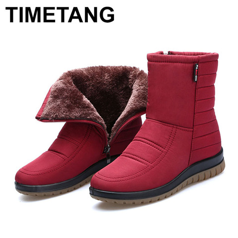 TIMETANGPromotion – bottes de neige à semelle compensée pour femme, à enfiler, à la mode, en velours, imperméables, nouvelle collection hiver ► Photo 1/6