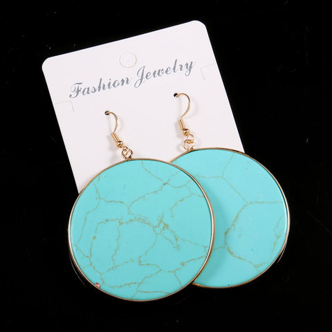 Boucles d'oreilles rondes en pierre naturelle Aventurine Jades pour filles, Design à la mode, Turquoises, Quartz, bijoux cadeaux pour femmes ► Photo 1/6