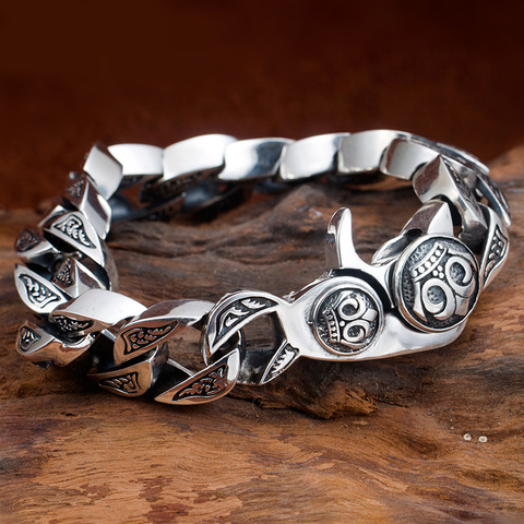 Thai argent Original fait à la main Bracelets en argent 925 en argent Sterling chaîne Vintage et lien S925 Bracelet bijoux cadeau ► Photo 1/6