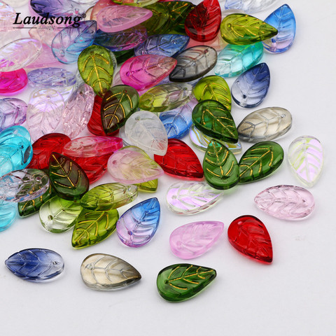 Pendentif Transparent perles de verre multicolores feuilles forme en vrac pour bricolage à la main collier Bracelet fabrication de bijoux ► Photo 1/6