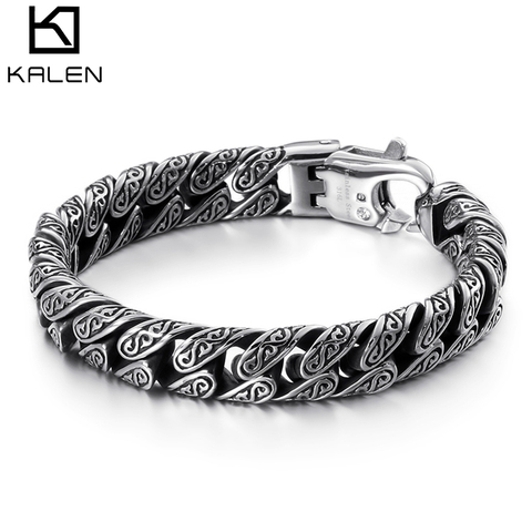 KALEN – Bracelet de chaîne à maillons pour hommes, bijou épais, en acier inoxydable, symbole mystérieux ► Photo 1/6