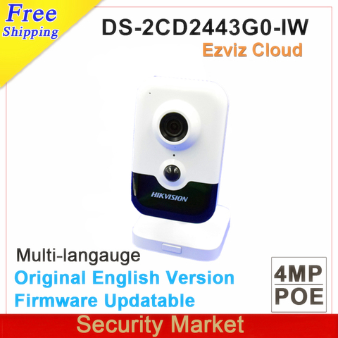 D'origine Hikvision Version Anglaise 4MP IR Caméra Réseau Cube DS-2CD2443G0-IW CCTV Sans Fil IP POE Wifi IPC ► Photo 1/1