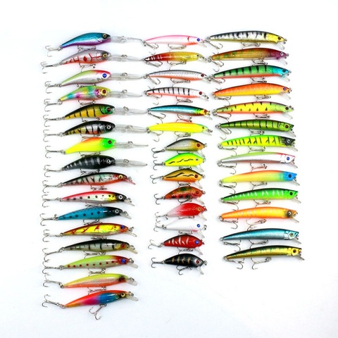 Minnow 43 pcs/lot leurre de pêche à la mouche Set chine appât dur Jia leurre Wobbler carpe 6 modèles matériel de pêche en gros ► Photo 1/6