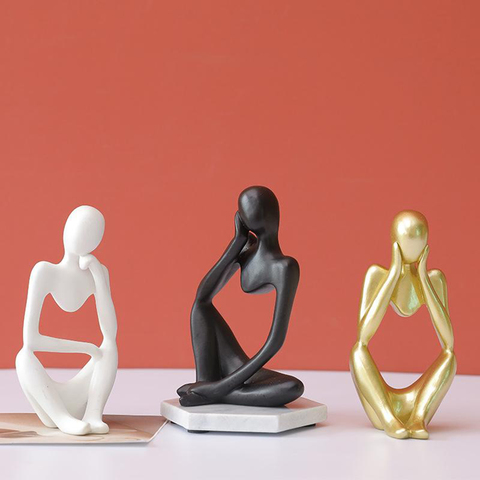 Abstrait penseur Sculpture créative résine Figurine personnages pensant personnes artisanat ornements grès Statues décor à la maison ► Photo 1/6