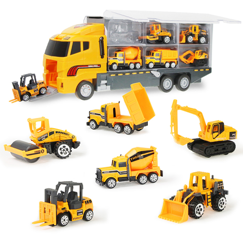 6 Types/set moulé sous pression mini alliage construction véhicule ingénierie voiture benne-voiture camion à benne basculante modèle classique jouet Mini cadeau pour garçon ► Photo 1/6